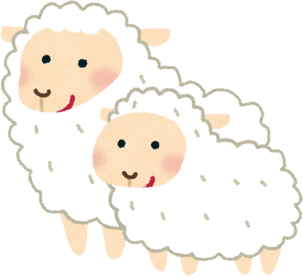 Cute Illustration of a Sheep Family with Mother and Lamb